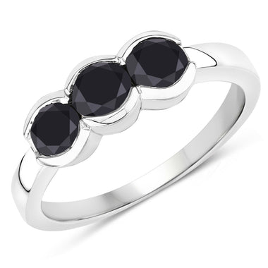 1.22 Carat Genuine Black Diamond .925 Sterling Silver Ring