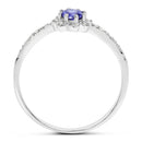 0.30 Carat Genuine Tanzanite and White Diamond 14K White Gold Ring-2