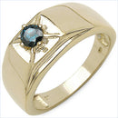 14K Yellow Gold Plated 0.25 Carat Genuine Blue Diamond .925 Sterling Silver Ring-1