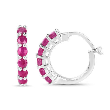 1.56 Carat Genuine Ruby .925 Sterling Silver Earrings - 0