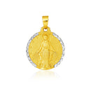 14k Two Tone Gold Round Religious Medal Pendant-2