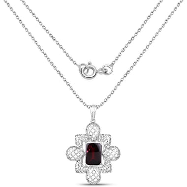 8.00 Carat Genuine Garnet .925 Sterling Silver Pendant - 0