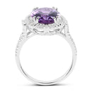 5.55 Carat Genuine Amethyst & White Topaz .925 Sterling Silver Ring-2