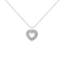 .925 Sterling Silver 1.0 Ctw Diamond Shadow Open Heart Halo 18" Pendant Necklace (I-J Color, I1-I2 Clarity)-1