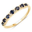 0.43 Carat Genuine Blue Sapphire and White Diamond 14K Yellow Gold Ring-1