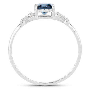 0.93 Carat Genuine London Blue Topaz and White Diamond 14K White Gold Ring - 0