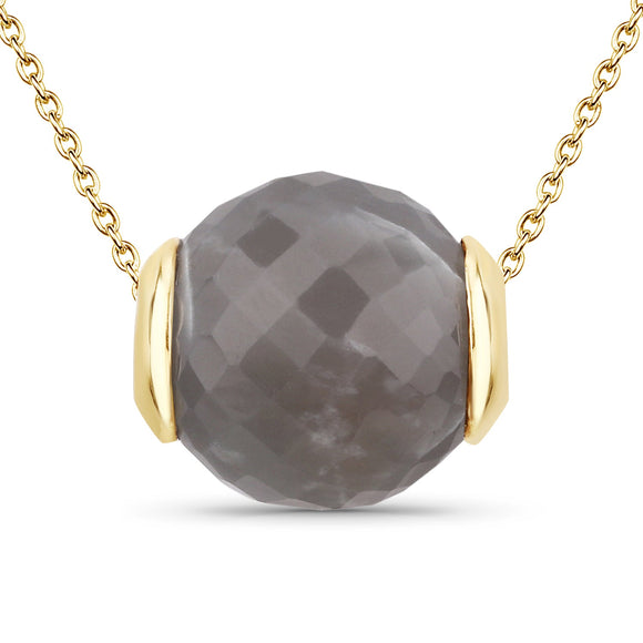 16.79 Carat Genuine Grey Moonstone .925 Sterling Silver Pendant