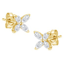 14K White Gold 1/2 Cttw Marquise Diamond 8 Stone Floral Leaf Stud Earrings (H-I Color, SI1-SI2 Clarity)-4