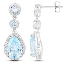 9.46 Carat Genuine Blue Topaz and White Topaz .925 Sterling Silver Earrings-2
