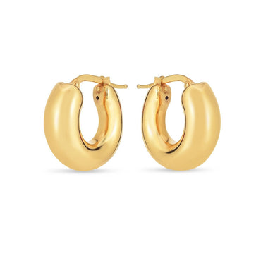 14k Yellow Gold Small Puffy Hoops - 0