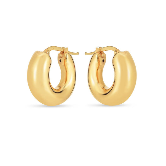14k Yellow Gold Small Puffy Hoops