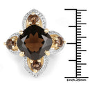 14K Yellow Gold Plated 5.92 Carat Genuine Smoky Quartz .925 Sterling Silver Ring-3