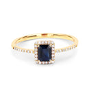 0.60 Carat Genuine Blue Sapphire and White Diamond 14K Yellow Gold Ring-3