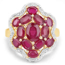 14K Yellow Gold Plated 4.18 Carat Genuine Glass Filled Ruby .925 Sterling Silver Ring-3