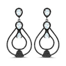 8.81 Carat Genuine Blue Topaz and Black Spinel .925 Sterling Silver Earrings-1
