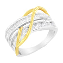 10K White and Yellow Gold 1 1/10 cttw Channel-Set Diamond Bypass Band Ring (J Color, I3 Clarity) - Size 7-3