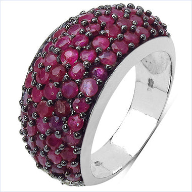 3.58 Carat Genuine Ruby & White Diamond .925 Sterling Silver Ring - 0