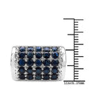 3.51 Carat Genuine Blue Sapphire & White Diamond .925 Sterling Silver Ring-3