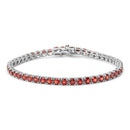 .925 Sterling Silver 10.0 Cttw Created Orange Garnet Tennis Bracelet - 7.25"-1