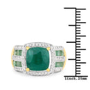 3.75 Carat Dyed Emerald, Emerald and White Topaz .925 Sterling Silver Ring-4
