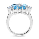 3.68 Carat Genuine Swiss Blue Topaz and White Topaz .925 Sterling Silver Ring-2