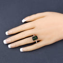 6.16 Carat Genuine Green Tourmaline and White Diamond 14K White Gold Ring-3