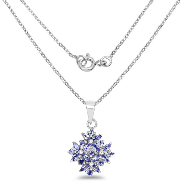 1.50 Carat Genuine Tanzanite .925 Sterling Silver Pendant