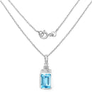 9.99 Carat Genuine Swiss Blue Topaz and White Topaz .925 Sterling Silver Pendant-2