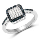 0.28 Carat Genuine Blue Diamond and White Diamond .925 Sterling Silver Ring-1