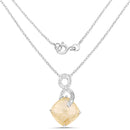 8.81 Carat Genuine Golden Rutile and White Diamond .925 Sterling Silver Pendant-3