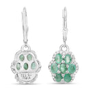2.48 Carat Genuine Zambian Emerald and White Zircon .925 Sterling Silver Earrings-3