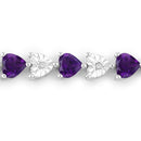 6.59 Carat Genuine Amethyst and White Diamond .925 Sterling Silver Bracelet-2