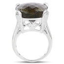17.17 Carat Genuine Labradorite and White Topaz .925 Sterling Silver Ring-2