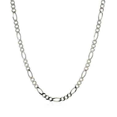 2.6mm 14k White Gold Solid Figaro Chain - 0