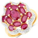 14K Yellow Gold Plated 4.18 Carat Genuine Glass Filled Ruby .925 Sterling Silver Ring-1