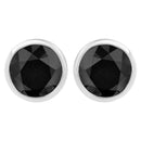 .925 Sterling Silver 4.00 Cttw Round Brilliant-Cut Black Diamond Bezel-Set Stud Earrings with Screw Backs (Fancy Color-Enhanced, I2-I3 Clarity)-4