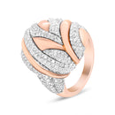18K Rose and White Gold 1 7/8 Cttw Diamond and Gold Textured Dome Cocktail Ring (F-G Color, VS1-VS2 Clarity) - Size 6.5-4
