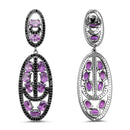 12.45 Carat Genuine Amethyst and Black Spinel .925 Sterling Silver Earrings-2