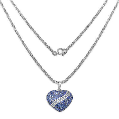4.17 Carat Genuine Tanzanite and White Topaz .925 Sterling Silver Pendant - 0