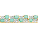 14K Yellow Gold Plated 10.37 Carat Genuine Emerald and White Diamond .925 Sterling Silver Bracelet-2