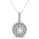 14k White Gold Diamond Halo Round Shape Pendant (1 1/4 cttw)-4