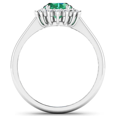 1.87 Carat Genuine Zambian Emerald  and White Diamond 14K White Gold Ring - 0