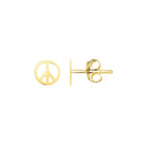 14k Yellow Gold Post Earrings with Peace Signs-1