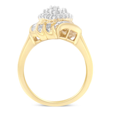 10K Yellow Gold Diamond Cocktail Ring (3/4 Cttw, I-J Color, I2-I3 Clarity) - Size 8 - 0