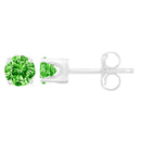 .925 Sterling Silver 1/5 Cttw Round Brilliant-Cut Green Diamond Classic 4-Prong Stud Earrings (Fancy Color-Enhanced, I2-I3 Clarity)-1