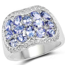 2.62 Carat Genuine Tanzanite and White Topaz .925 Sterling Silver Ring-1