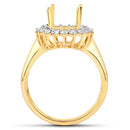 0.54 Carat Genuine White Diamond 14K Yellow Gold Semi Mount Ring - holds 11x9mm Oval Gemstone-3
