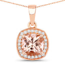 1.36 Carat Genuine Morganite and White Diamond 14K Rose Gold Pendant-1