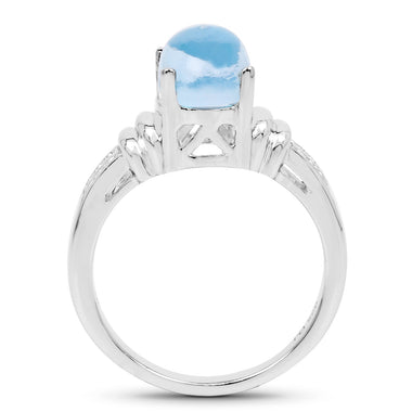 2.10 Carat Genuine Swiss Blue Topaz .925 Sterling Silver Ring - 0