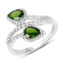 2.24 Carat Genuine Chrome Diopside and White Topaz .925 Sterling Silver Ring-1